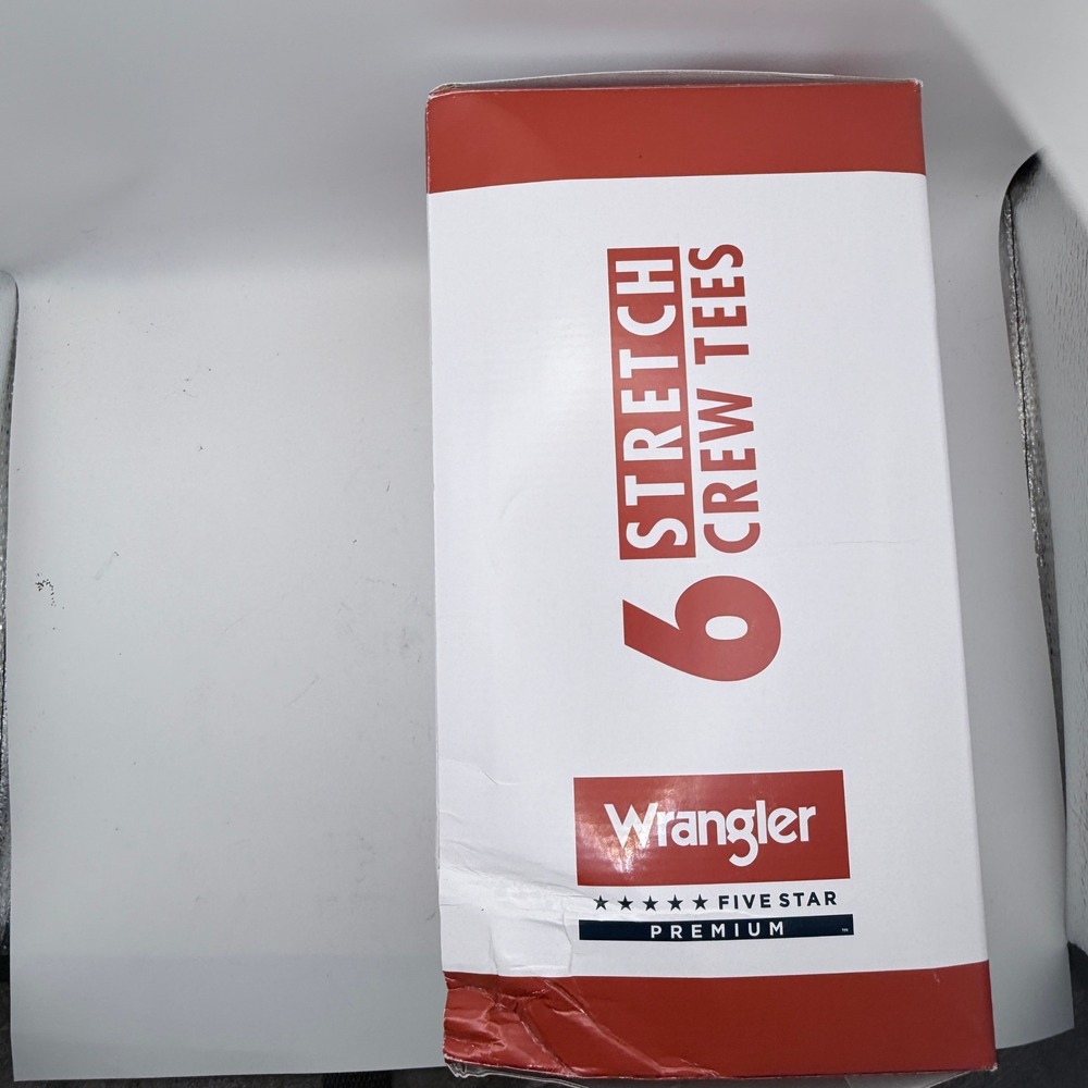 Wrangler 6 Pack Stretch Crew Tees Mens Large White Cotton Five Star Premium - Picture 2 of 4